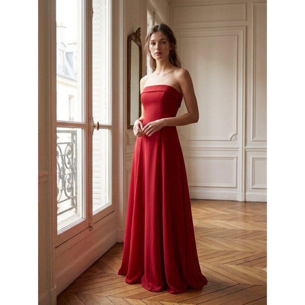 Impressions Strapless Wine Evening Gown Size 6